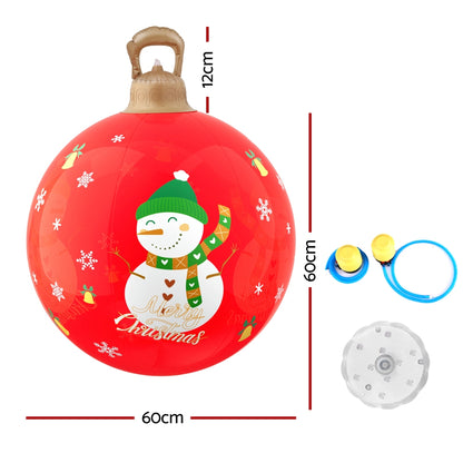 White Smoke Jingle Jollys Christmas Inflatable Ball 60cm Illuminated Led Snowman Xmas Decor Christmas