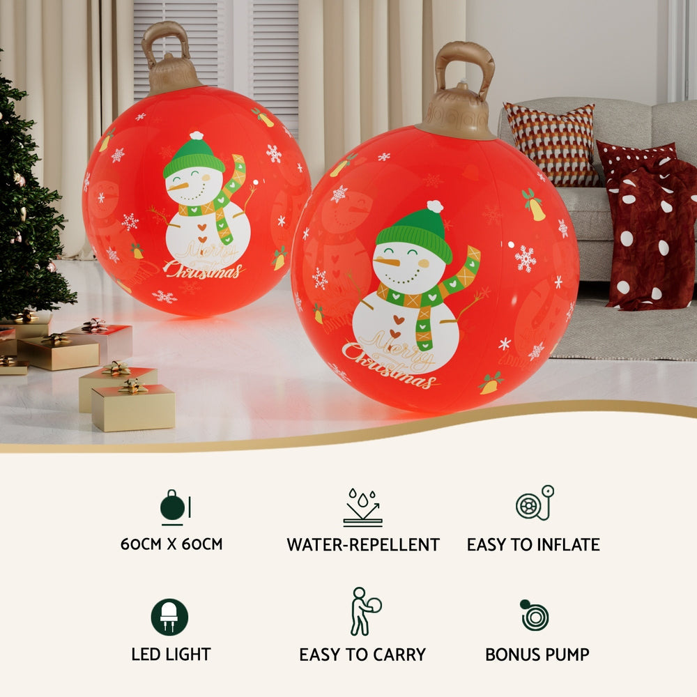 Seashell Jingle Jollys Christmas Inflatable Ball 60cm Illuminated Led Snowman Xmas Decor Christmas