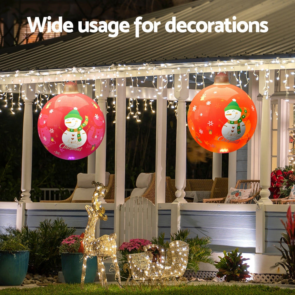 Black Jingle Jollys Christmas Inflatable Ball 60cm Illuminated Led Snowman Xmas Decor Christmas