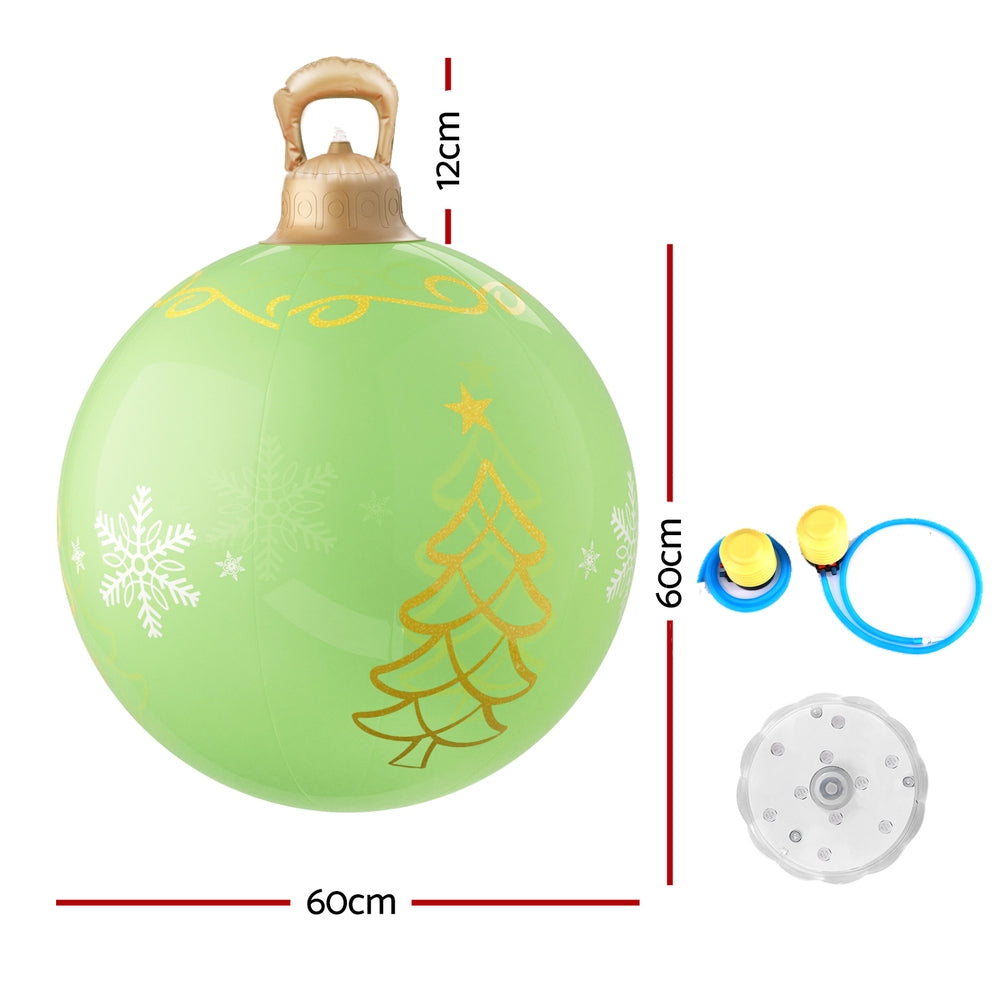 White Smoke Jingle Jollys Christmas Inflatable Ball 60cm Led Illuminated Xmas Decoration Christmas