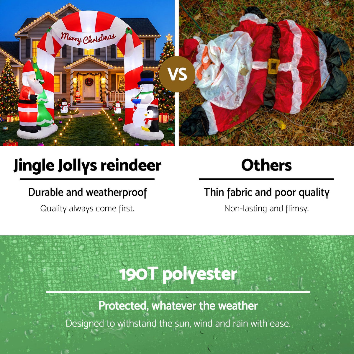White Smoke Jingle Jollys Christmas Inflatable Archwary Santa 3M Illuminated Decorations Occasions > Christmas > Christmas Decorations