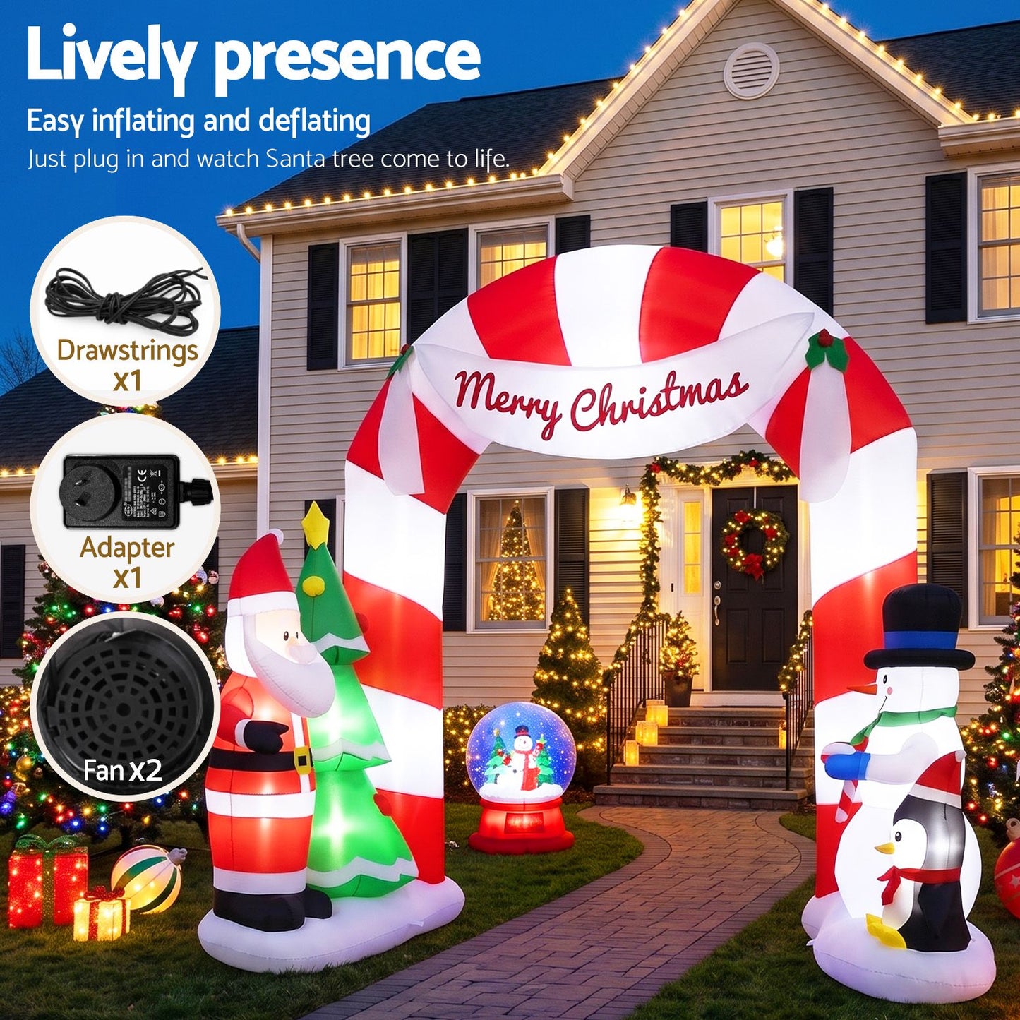 White Smoke Jingle Jollys Christmas Inflatable Archwary Santa 3M Illuminated Decorations Occasions > Christmas > Christmas Decorations