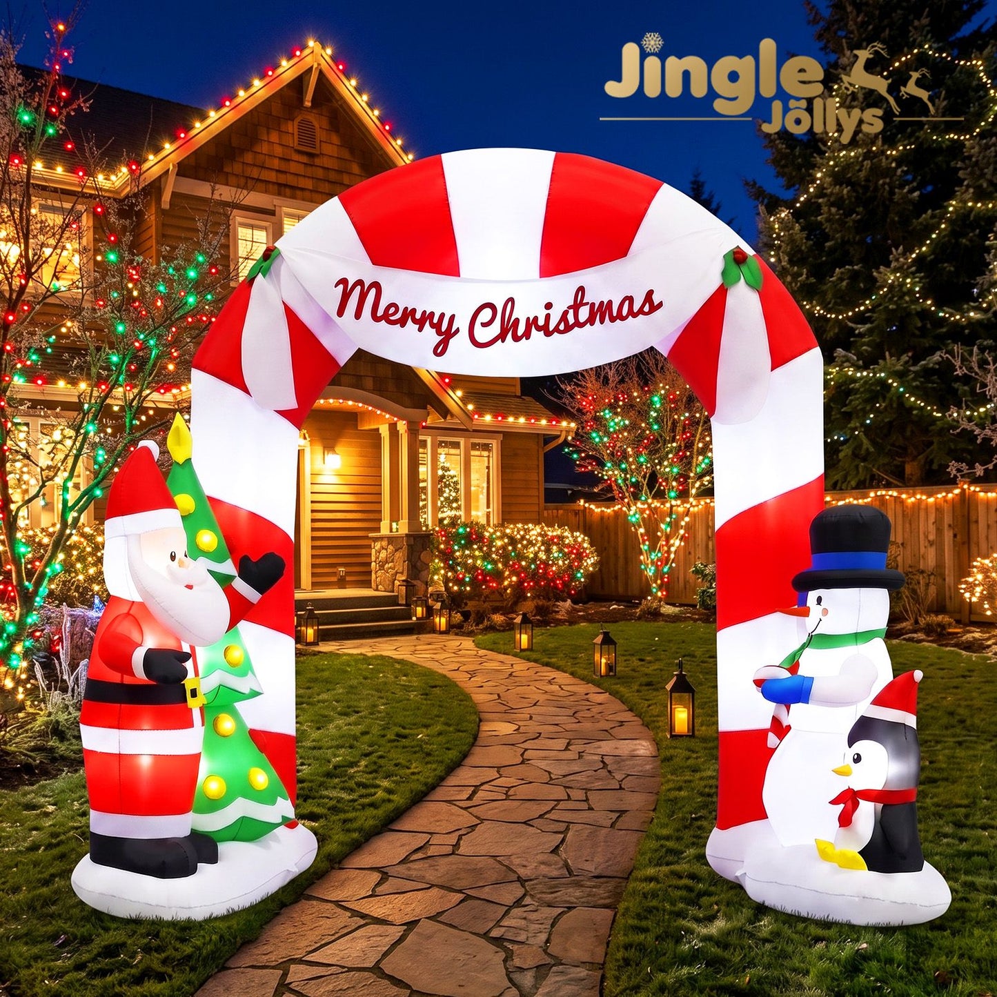 White Smoke Jingle Jollys Christmas Inflatable Archwary Santa 3M Illuminated Decorations Occasions > Christmas > Christmas Decorations