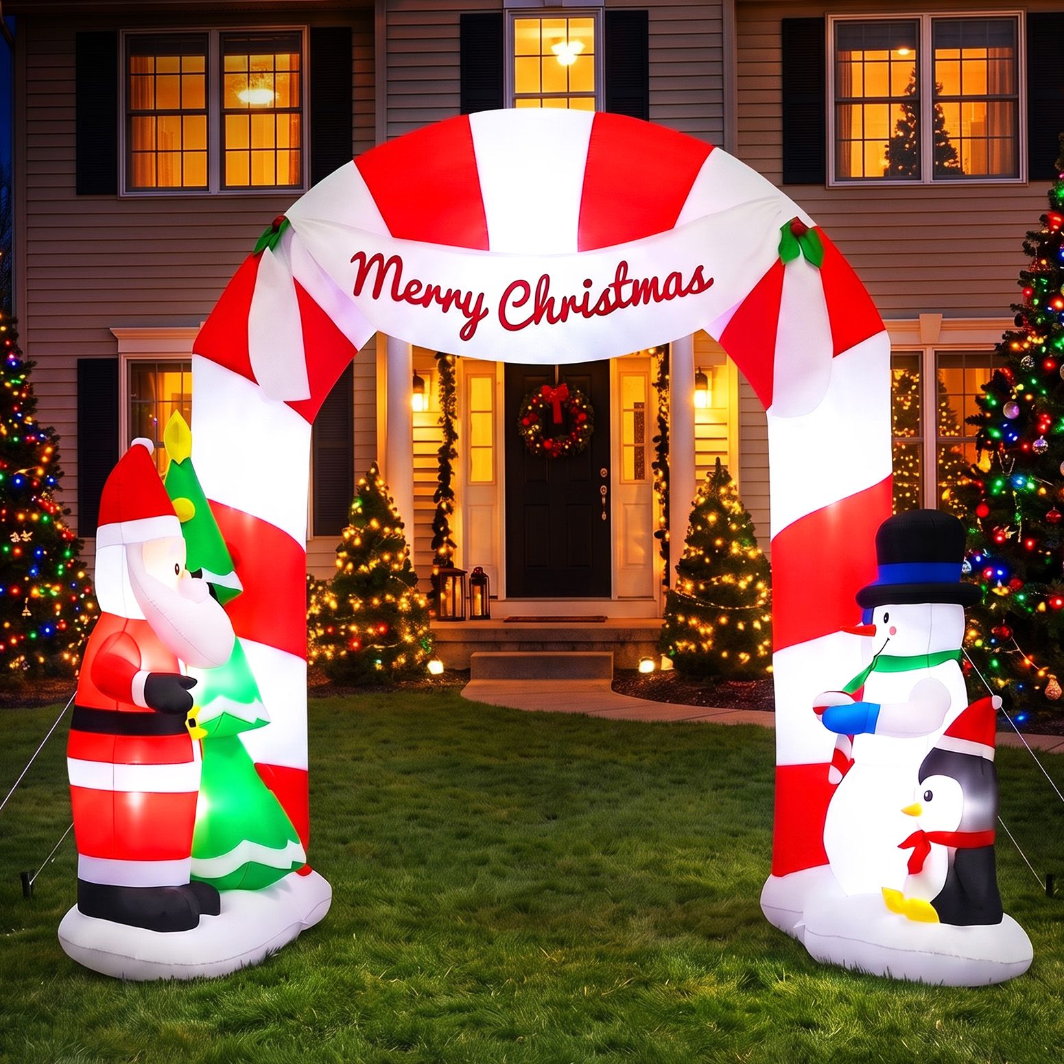 Black Jingle Jollys Christmas Inflatable Archwary Santa 3M Illuminated Decorations Occasions > Christmas > Christmas Decorations