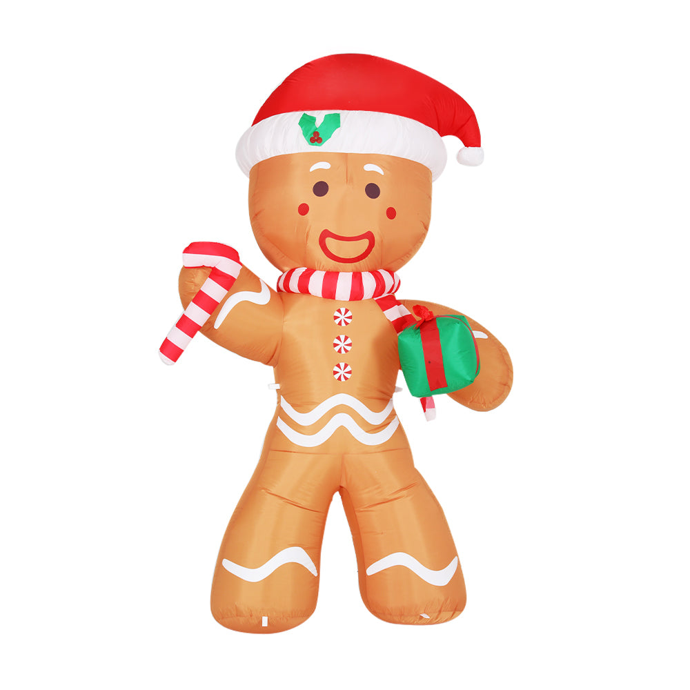 White Smoke Jingle Jollys Christmas Inflatable Gingerbread Man 2.4M Illuminated Decorations Occasions > Christmas > Christmas Decorations