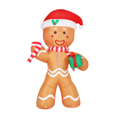White Smoke Jingle Jollys Christmas Inflatable Gingerbread Man 2.4M Illuminated Decorations Occasions > Christmas > Christmas Decorations