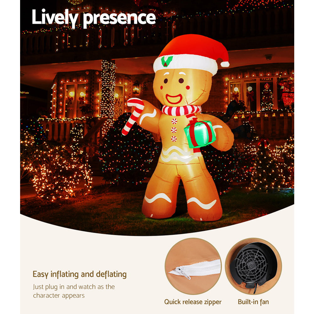 Black Jingle Jollys Christmas Inflatable Gingerbread Man 2.4M Illuminated Decorations Occasions > Christmas > Christmas Decorations