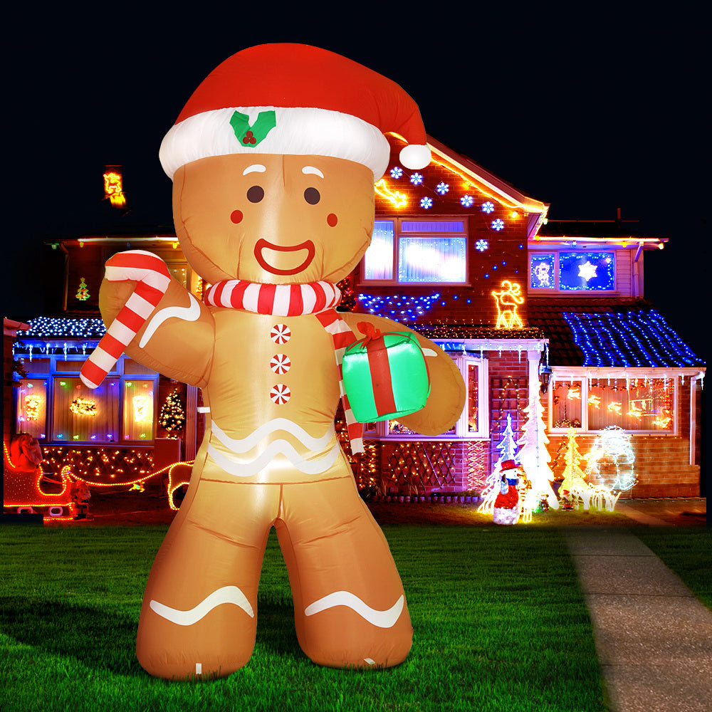 Black Jingle Jollys Christmas Inflatable Gingerbread Man 2.4M Illuminated Decorations Occasions > Christmas > Christmas Decorations