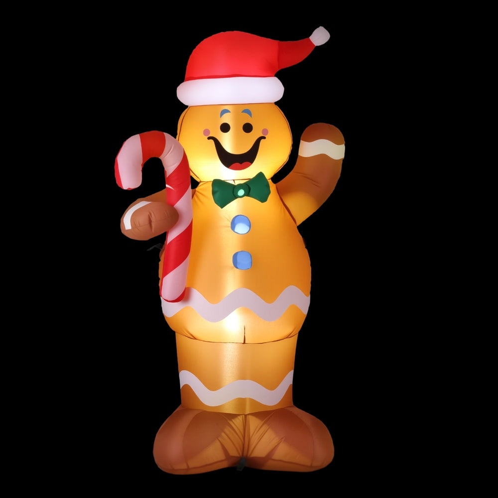 Black Jingle Jollys Christmas Inflatable Gingerbread Man 1.5M Height LED Decorations Illuminated Occasions > Christmas > Christmas Decorations
