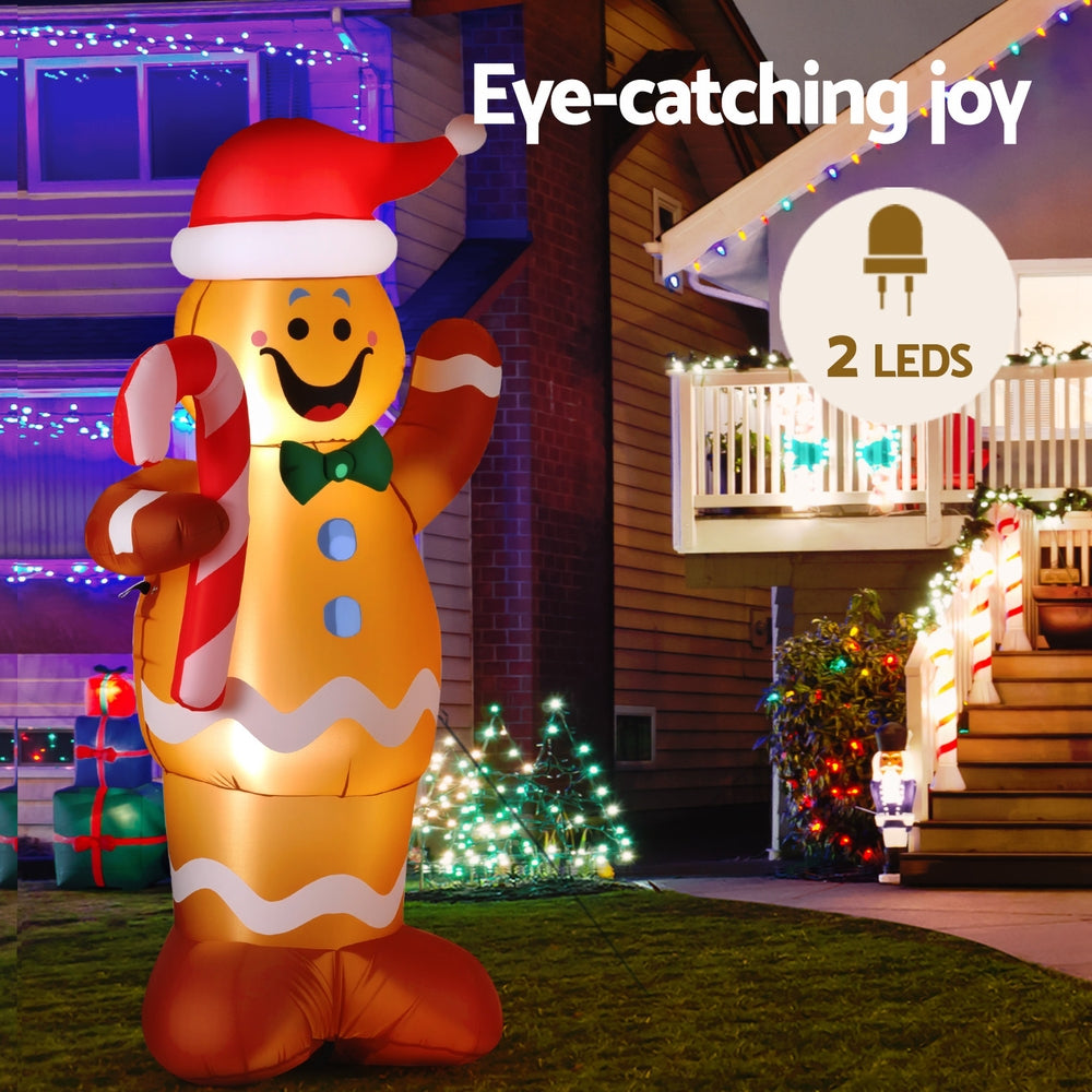 Black Jingle Jollys Christmas Inflatable Gingerbread Man 1.5M Height LED Decorations Illuminated Occasions > Christmas > Christmas Decorations
