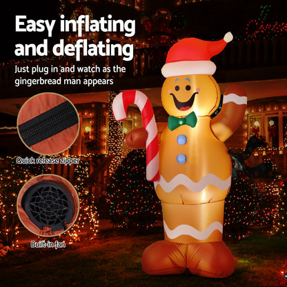 Black Jingle Jollys Christmas Inflatable Gingerbread Man 1.5M Height LED Decorations Illuminated Occasions > Christmas > Christmas Decorations