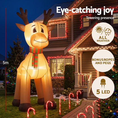 Black Jingle Jollys Christmas Inflatable Reindeer 5M Illuminated Decorations Occasions > Christmas > Christmas Decorations