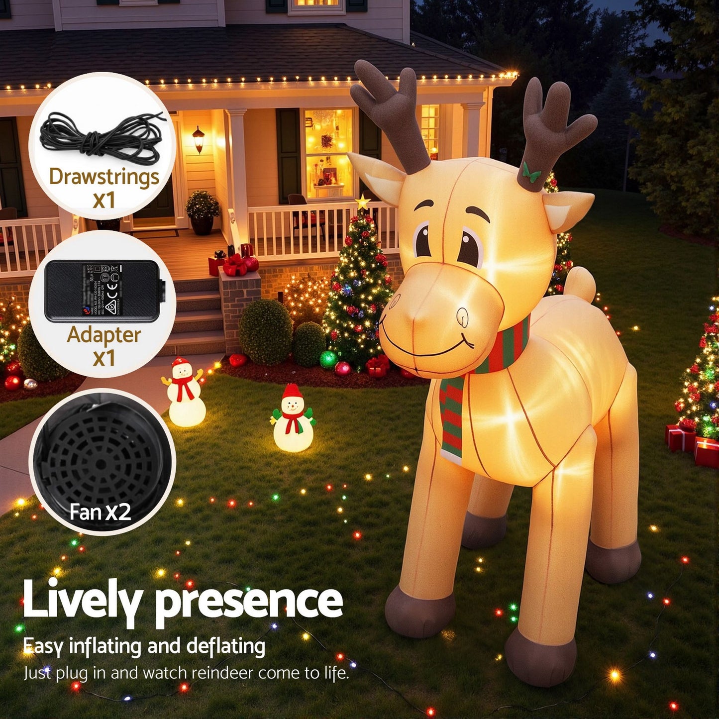 Black Jingle Jollys Christmas Inflatable Reindeer 5M Illuminated Decorations Occasions > Christmas > Christmas Decorations