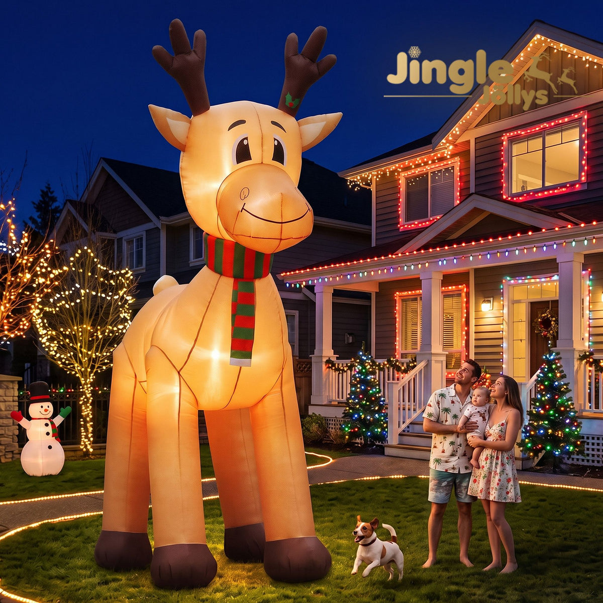 Midnight Blue Jingle Jollys Christmas Inflatable Reindeer 5M Illuminated Decorations Occasions > Christmas > Christmas Decorations