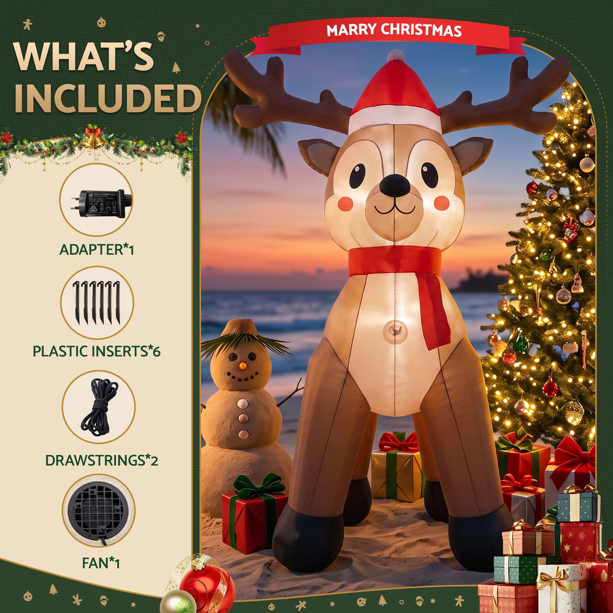 Light Gray Jingle Jollys Christmas Inflatable Reindeer 2.5M Illuminated Decorations Occasions > Christmas > Outdoor Decorations & Lights