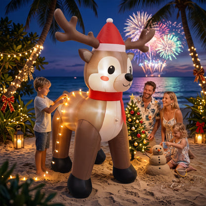 Dark Olive Green Jingle Jollys Christmas Inflatable Reindeer 2.5M Illuminated Decorations Occasions > Christmas > Outdoor Decorations & Lights