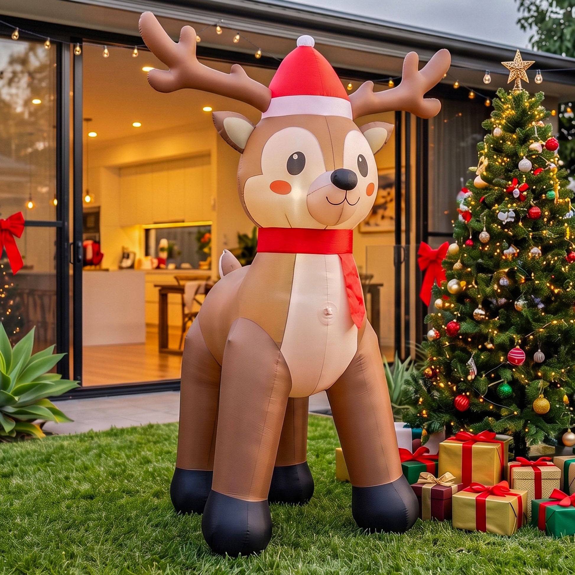 Dark Olive Green Jingle Jollys Christmas Inflatable Reindeer 2.5M Illuminated Decorations Occasions > Christmas > Outdoor Decorations & Lights