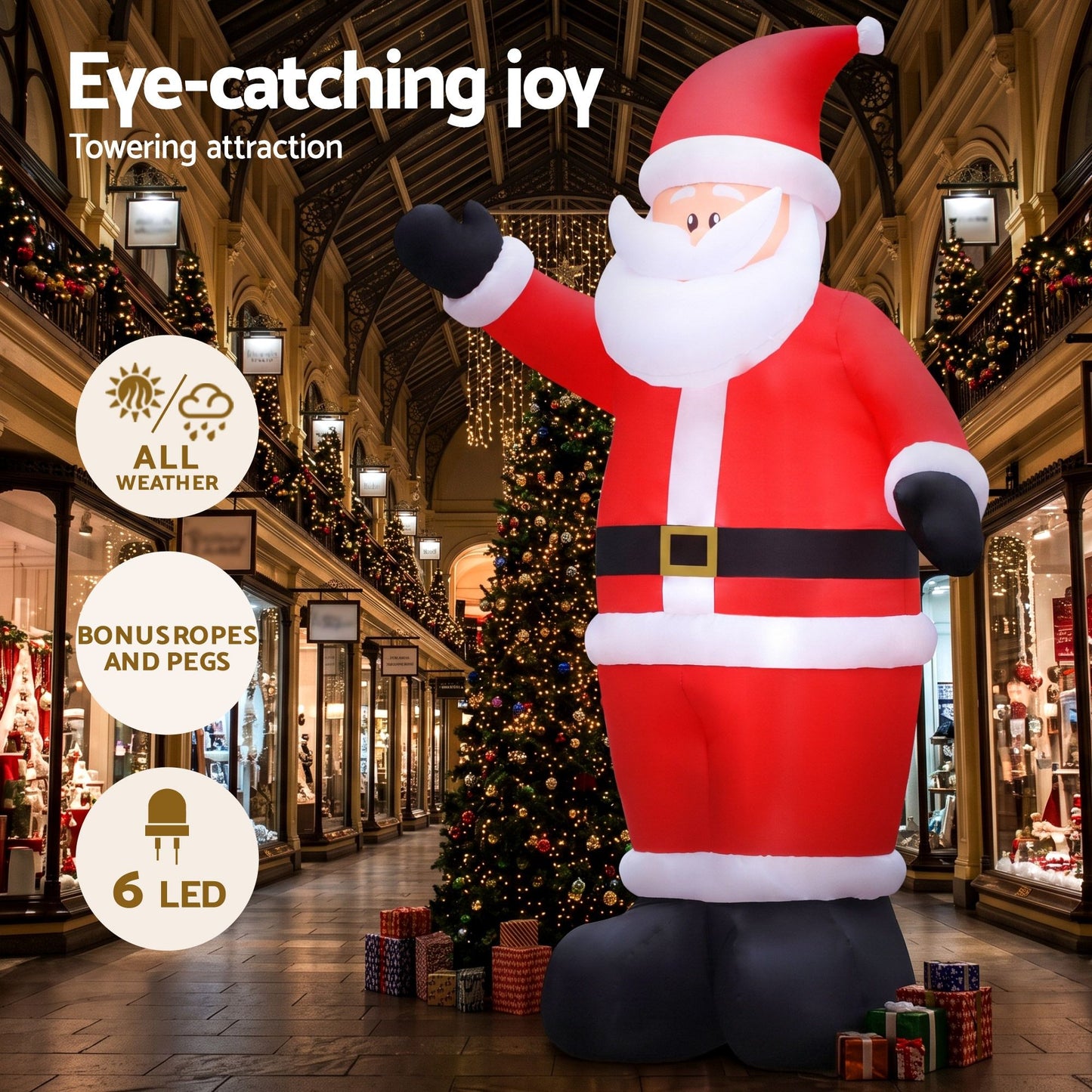 Black Jingle Jollys Christmas Inflatable Santa 5M Illuminated Decorations Occasions > Christmas > Christmas Decorations