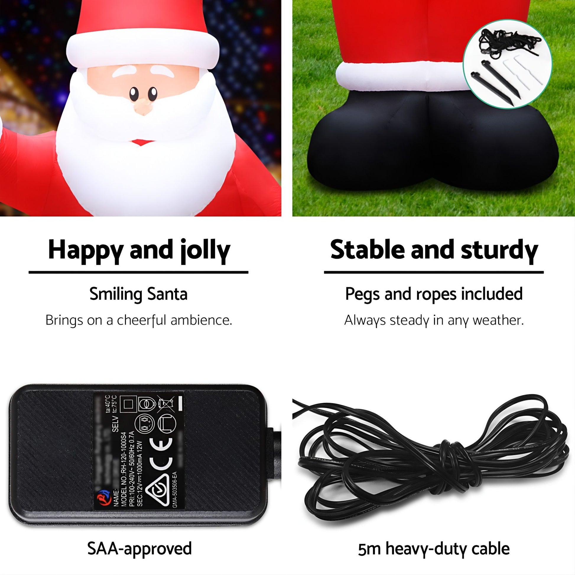 White Smoke Jingle Jollys Christmas Inflatable Santa 5M Illuminated Decorations Occasions > Christmas > Christmas Decorations