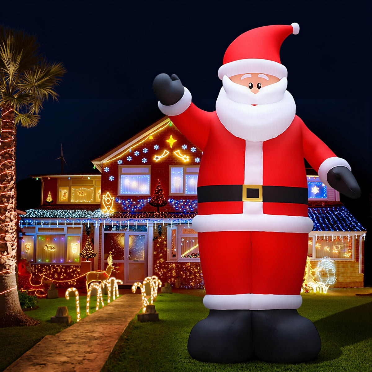 Black Jingle Jollys Christmas Inflatable Santa 5M Illuminated Decorations Occasions > Christmas > Christmas Decorations