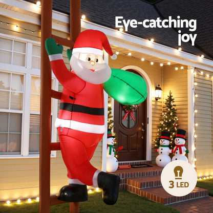 Dark Slate Gray Jingle Jollys Christmas Inflatable Santa Climbing Ladder 2.45M Height LED Decorations Illuminated Occasions > Costumes > Costumes & Accessories