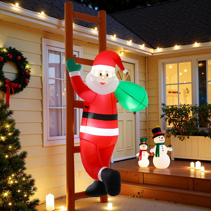 Black Jingle Jollys Christmas Inflatable Santa Climbing Ladder 2.45M Height LED Decorations Illuminated Occasions > Costumes > Costumes & Accessories