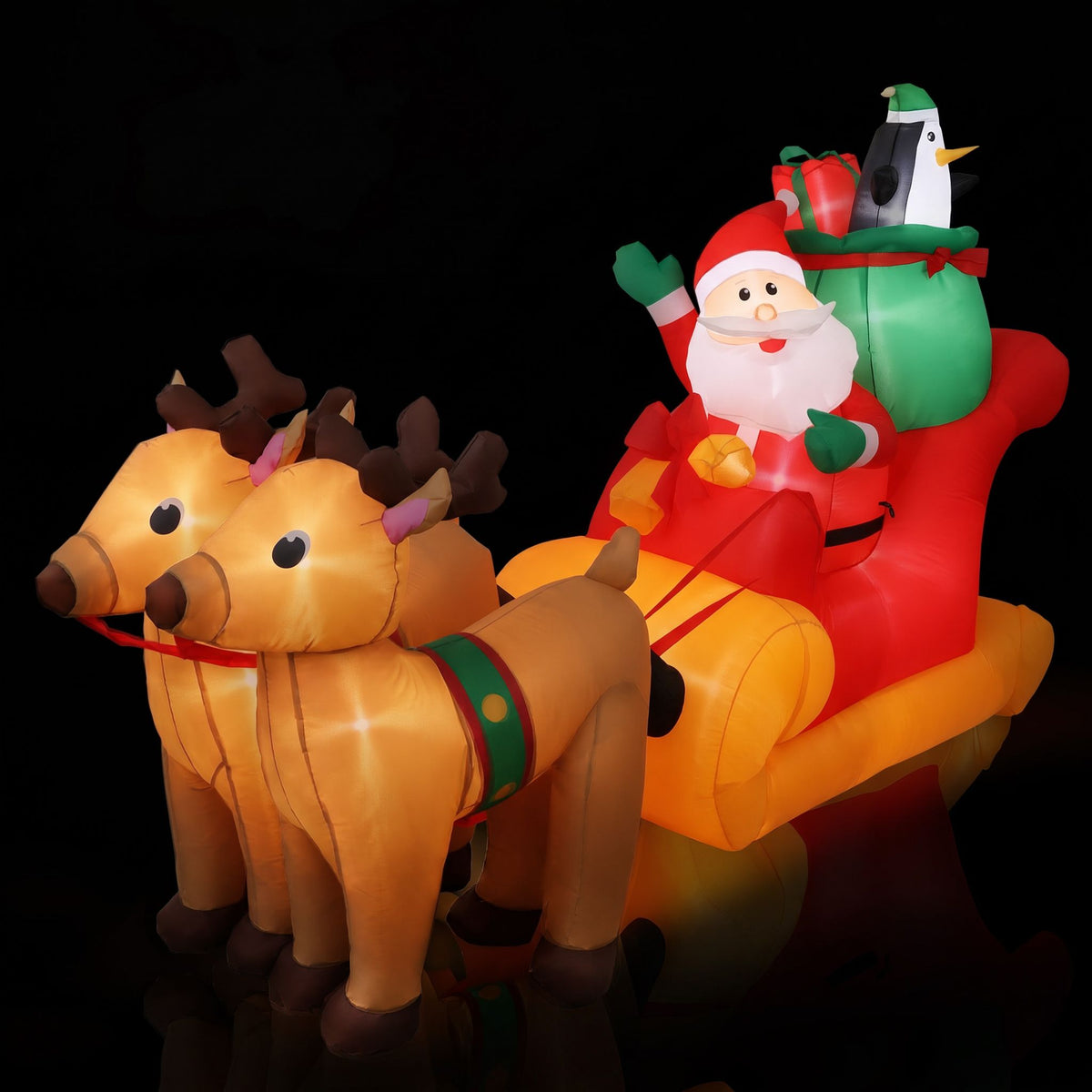 Black Jingle Jollys Christmas Inflatable Santa Sleigh 2.2M Illuminated Decorations Occasions > Christmas > Christmas Decorations