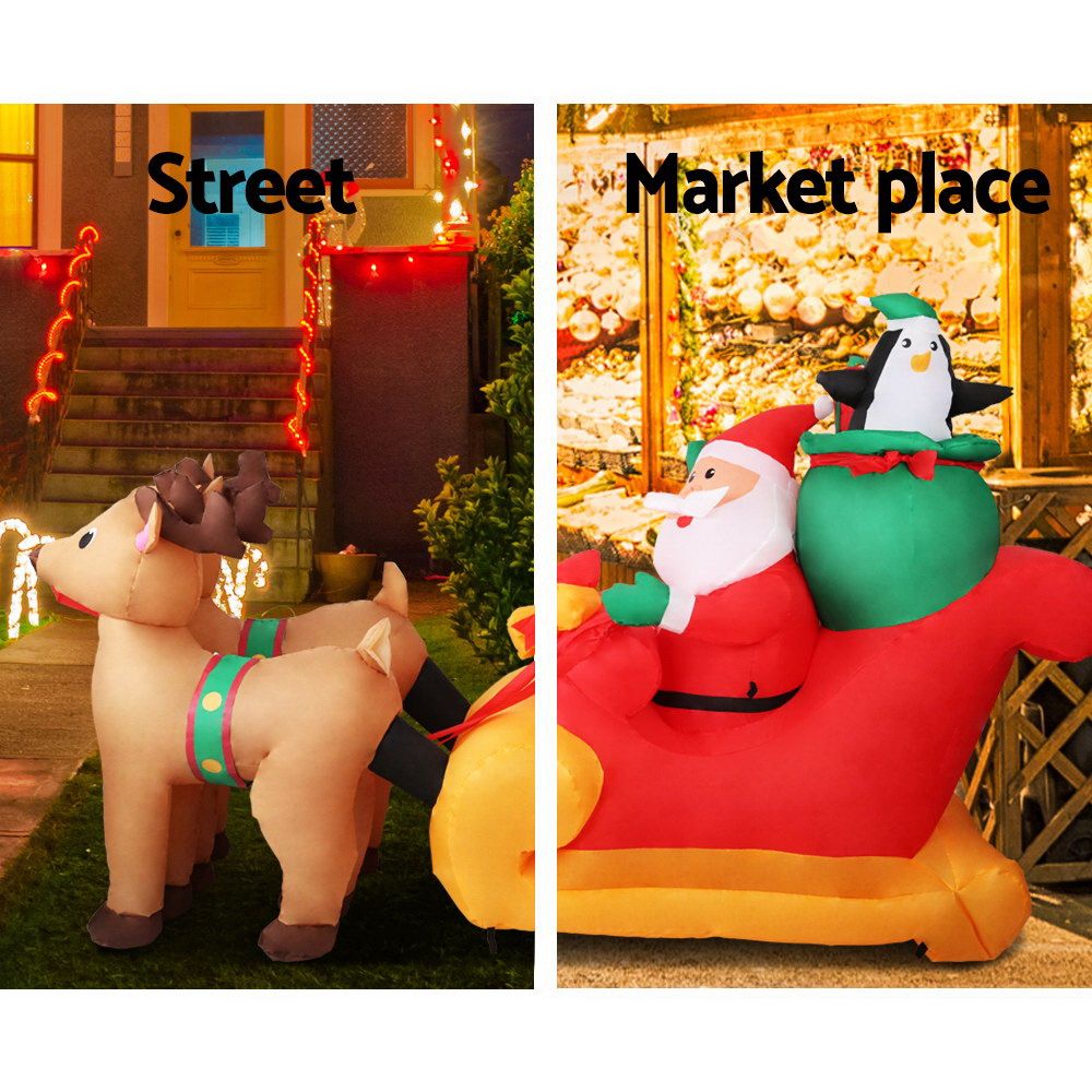 Black Jingle Jollys Christmas Inflatable Santa Sleigh 2.2M Illuminated Decorations Occasions > Christmas > Christmas Decorations