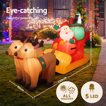 Black Jingle Jollys Christmas Inflatable Santa Sleigh 2.2M Illuminated Decorations Occasions > Christmas > Christmas Decorations