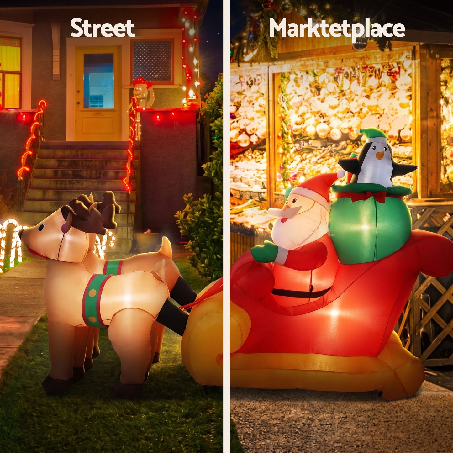 Black Jingle Jollys Christmas Inflatable Santa Sleigh 2.2M Illuminated Decorations Occasions > Christmas > Christmas Decorations