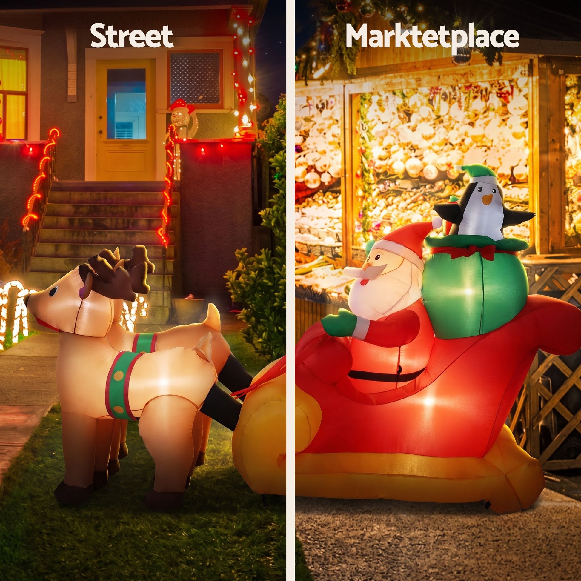 Black Jingle Jollys Christmas Inflatable Santa Sleigh 2.2M Illuminated Decorations Occasions > Christmas > Christmas Decorations