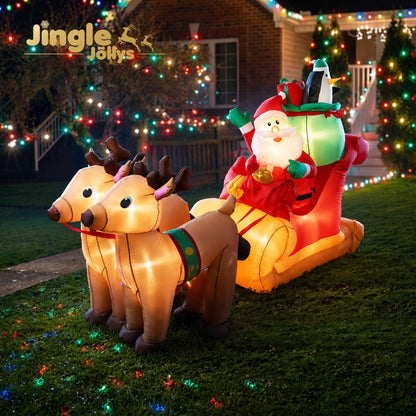 Black Jingle Jollys Christmas Inflatable Santa Sleigh 2.2M Illuminated Decorations Occasions > Christmas > Christmas Decorations