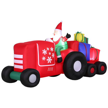 White Smoke Jingle Jollys Christmas Inflatable Santa Truck 2.6M Length LED Decorations Illuminated Occasions > Christmas > Christmas Clothing