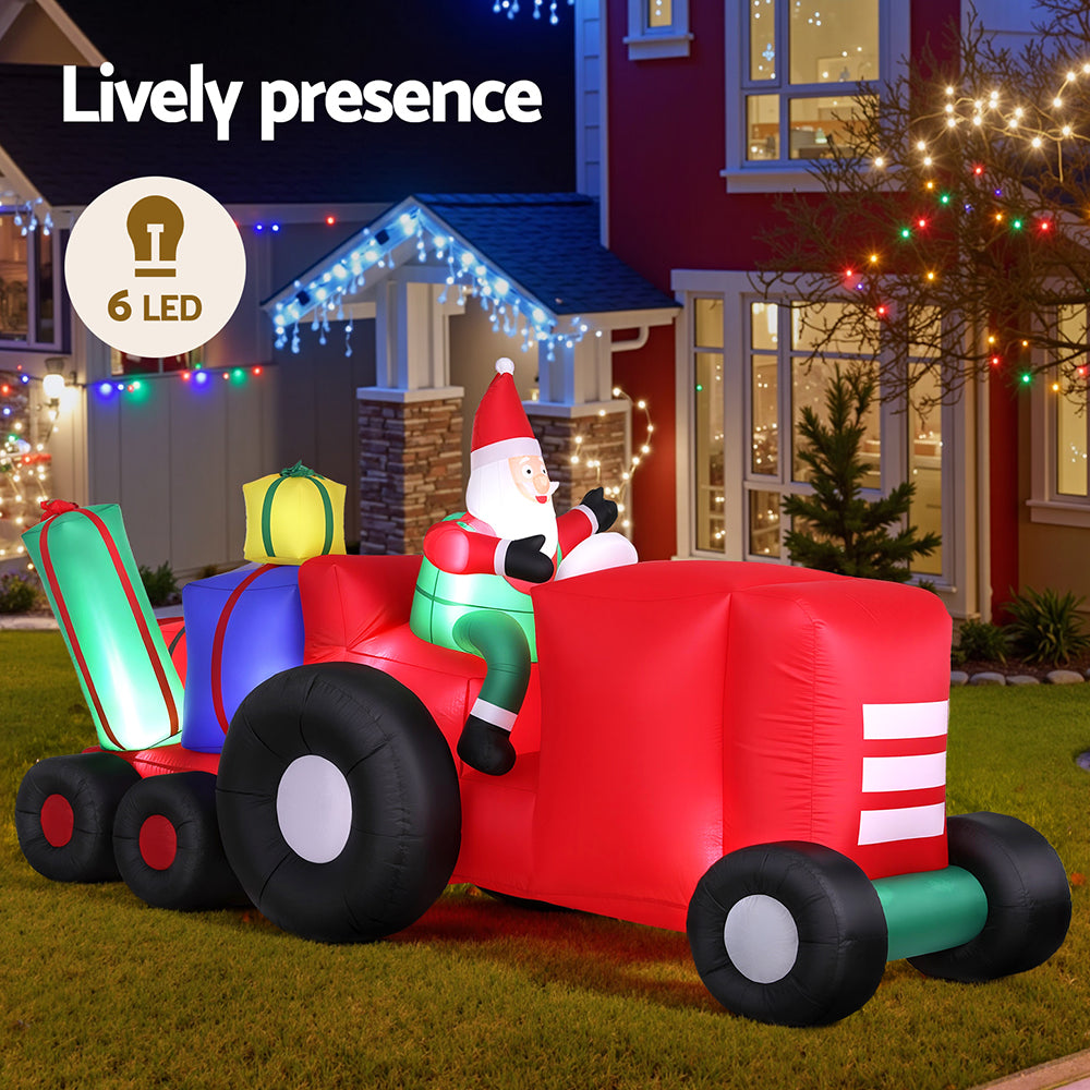 Saddle Brown Jingle Jollys Christmas Inflatable Santa Truck 2.6M Length LED Decorations Illuminated Occasions > Christmas > Christmas Clothing