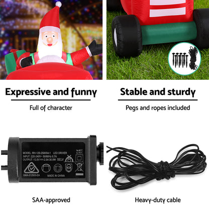 White Smoke Jingle Jollys Christmas Inflatable Santa Truck 2.6M Length LED Decorations Illuminated Occasions > Christmas > Christmas Clothing