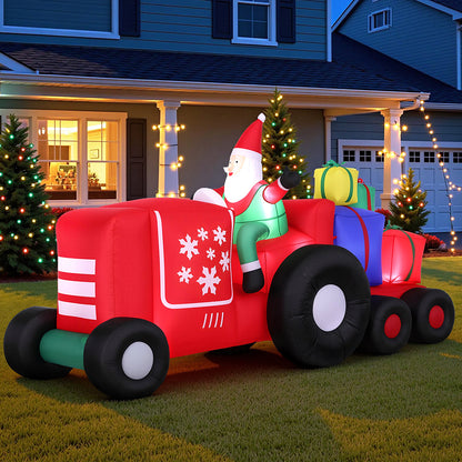 Dark Olive Green Jingle Jollys Christmas Inflatable Santa Truck 2.6M Length LED Decorations Illuminated Occasions > Christmas > Christmas Clothing