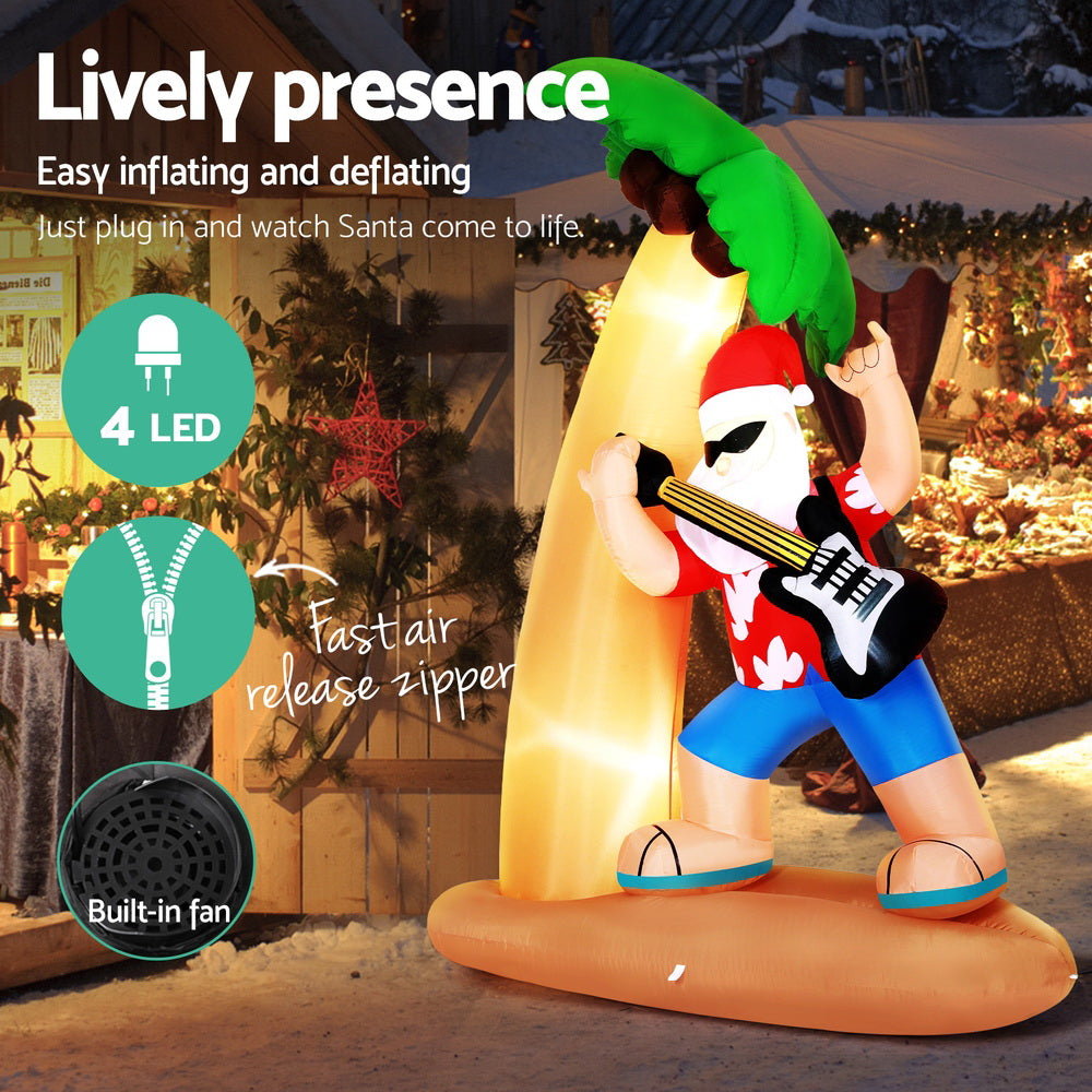 Black Jingle Jollys Christmas Inflatable Santa Guitar 2.1M Led Illuminated Decorations Occasions > Christmas > Christmas Decorations
