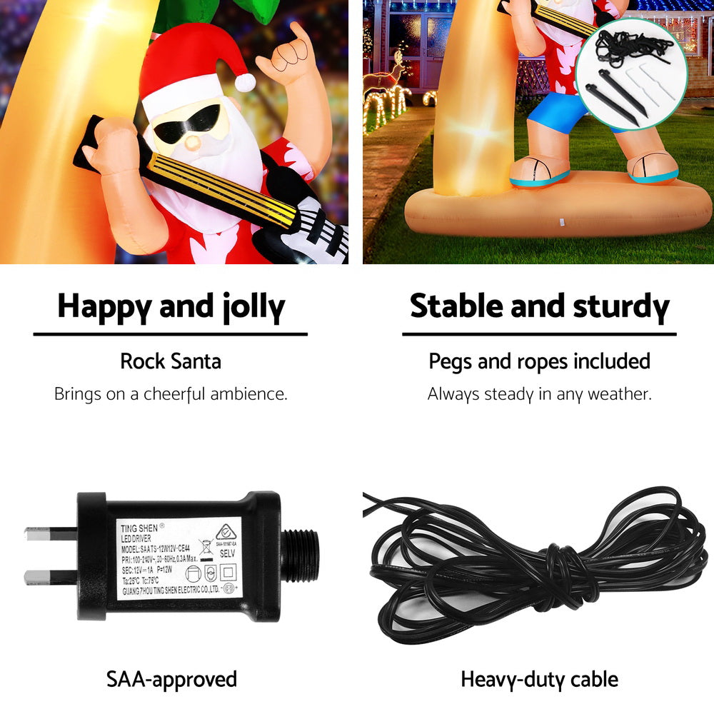 White Smoke Jingle Jollys Christmas Inflatable Santa Guitar 2.1M Led Illuminated Decorations Occasions > Christmas > Christmas Decorations