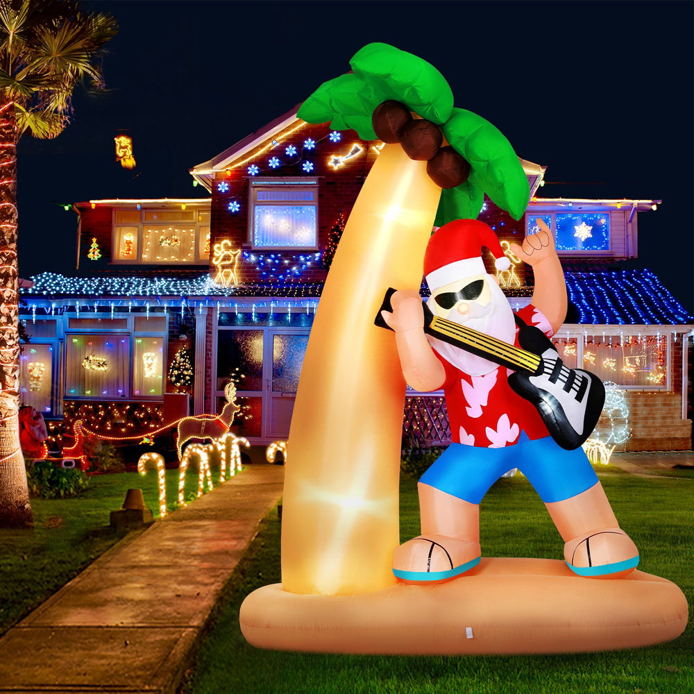 Black Jingle Jollys Christmas Inflatable Santa Guitar 2.1M Led Illuminated Decorations Occasions > Christmas > Christmas Decorations