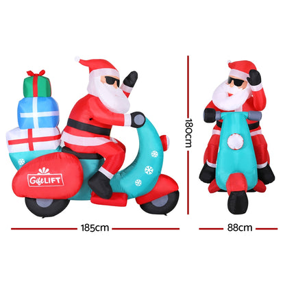 White Smoke Jingle Jollys Christmas Inflatable Santa Motorbike LED Illuminated Decorations Occasions > Christmas > Outdoor Decorations & Lights