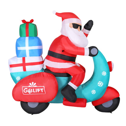 White Smoke Jingle Jollys Christmas Inflatable Santa Motorbike LED Illuminated Decorations Occasions > Christmas > Outdoor Decorations & Lights