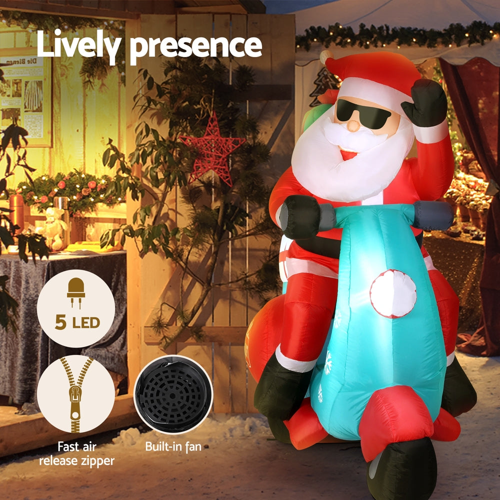 Black Jingle Jollys Christmas Inflatable Santa Motorbike LED Illuminated Decorations Occasions > Christmas > Outdoor Decorations & Lights