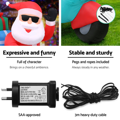 White Smoke Jingle Jollys Christmas Inflatable Santa Motorbike LED Illuminated Decorations Occasions > Christmas > Outdoor Decorations & Lights