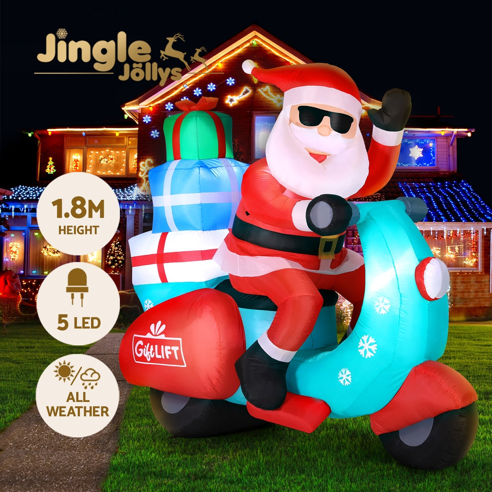 Black Jingle Jollys Christmas Inflatable Santa Motorbike LED Illuminated Decorations Occasions > Christmas > Outdoor Decorations & Lights