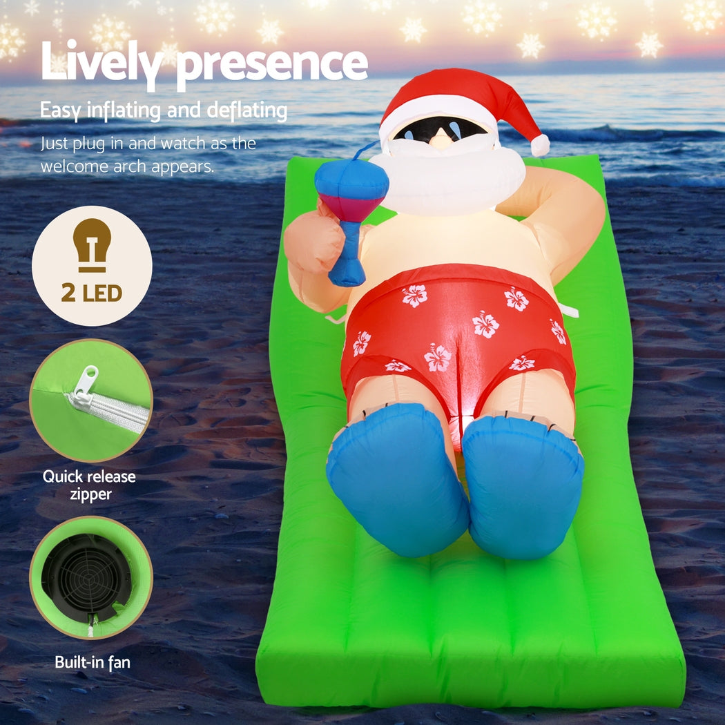 Dark Slate Gray Jingle Jollys Christmas Inflatable Santa Bench 1.8M LED Illuminated Decorations Occasions > Christmas > Christmas Decorations