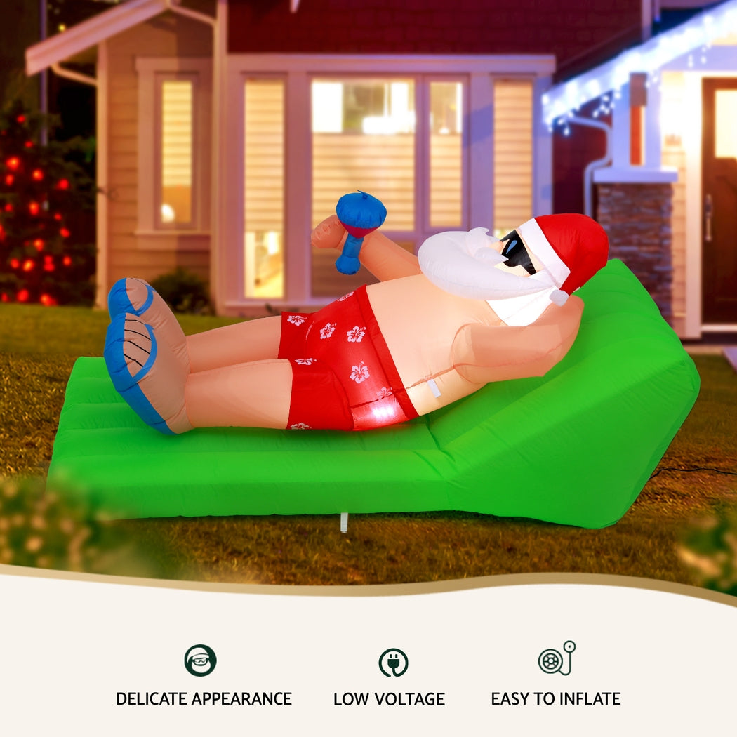 Seashell Jingle Jollys Christmas Inflatable Santa Bench 1.8M LED Illuminated Decorations Occasions > Christmas > Christmas Decorations