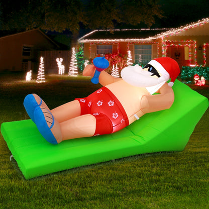 Dark Olive Green Jingle Jollys Christmas Inflatable Santa Bench 1.8M LED Illuminated Decorations Occasions > Christmas > Christmas Decorations