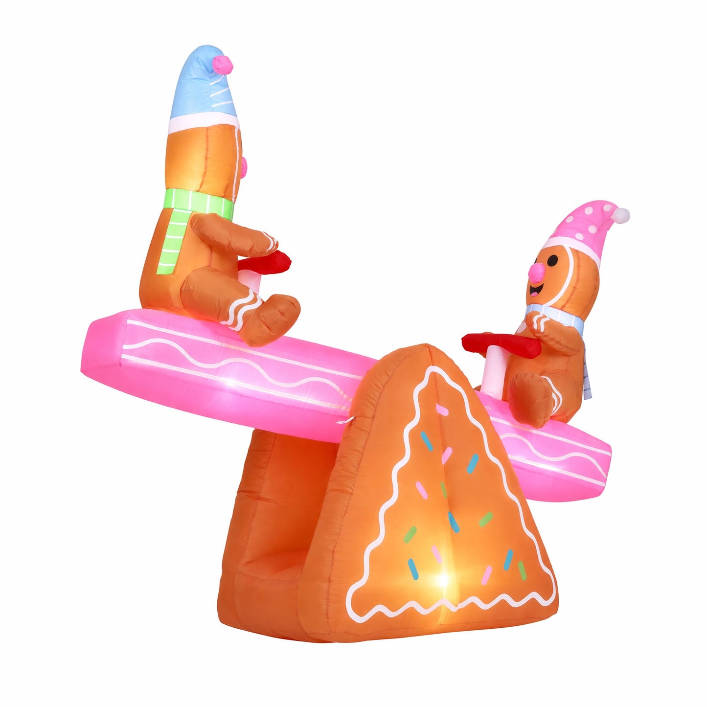 White Smoke Jingle Jollys Christmas Inflatable Seesaw 1.8M Height LED Outdoor Decorations Illuminated Occasions > Christmas > Outdoor Decorations & Lights