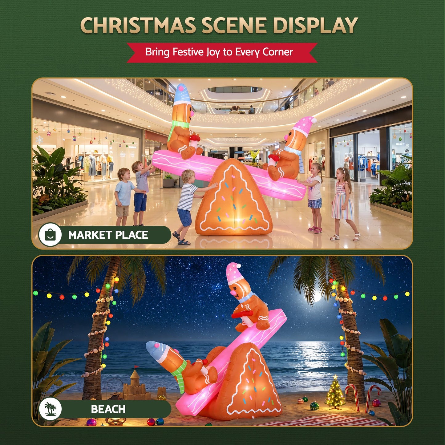 Dark Slate Gray Jingle Jollys Christmas Inflatable Seesaw 1.8M Height LED Outdoor Decorations Illuminated Occasions > Christmas > Outdoor Decorations & Lights