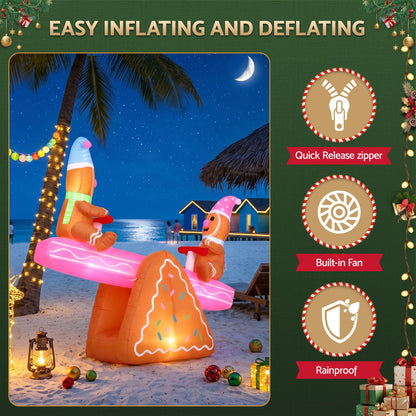 Dark Cyan Jingle Jollys Christmas Inflatable Seesaw 1.8M Height LED Outdoor Decorations Illuminated Occasions > Christmas > Outdoor Decorations & Lights